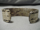 Rare Slanted Inlay Vintage Native American Navajo Turquoise Sterling Silver Bracelet- Heavy!-Nativo Arts
