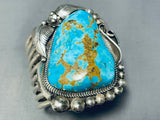 Heavy 140 Grams Vintage Native American Navajo #8 Turquoise Sterling Silver Bracelet Cuff-Nativo Arts