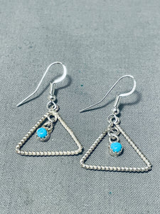 Clothes Hanger Vintage Native American Navajo Turquoise Sterlingsilver Earrings-Nativo Arts