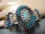 Eddy Cooyate Native American Zuni Turquoise Synthetic Opal Needlepoint Sterling Silver Bracelet-Nativo Arts