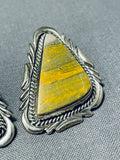 Authentic Important Vintage Native American Navajo Ben Begaye (d) Honeybee Jasper Earrings-Nativo Arts