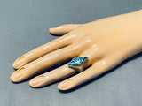 Fantastic Vintage Native American Navajo Bisbee Turquoise Sterling Silver Ring-Nativo Arts