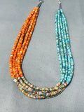 One Of The Most Unique Pueblo Turquoise Shell Sterling Silver Necklace-Nativo Arts