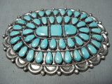 Joey Wilson Vintage Native American Navajo Turquoise Cluster Sterling Silver Pin Huge-Nativo Arts