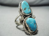 Impressive Vintage Native American Navajo Turquoise Sterling Silver Ring Old-Nativo Arts