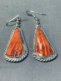 Beautiful Vintage Native American Navajo Spiny Oyster Sterling Silver Earrings-Nativo Arts