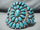 Magnificent Vintage Native American Navajo Kingman Turquoise Sterling Silver Bracelet Old-Nativo Arts