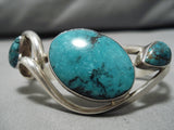 Marvelous Vintage Native American Navajo Teardrop Turquoise Sterling Silver Bracelet-Nativo Arts
