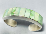 Native American Extremely Rare Damale Turquois Einlay Vintage Navajo Sterling Silver Bracelet-Nativo Arts