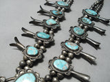 Statement Vintage Native American Navajo Turquoise Sterling Silver Squash Blossom Necklace-Nativo Arts