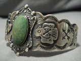 Early 1900's Vintage Native American Navajo Cerrillos Turquoise Sterling Silver Bracelet Old-Nativo Arts
