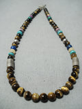 Authentic Vintage Native American Navajo Thomas Singer Turquoise Sterling Silver Necklace-Nativo Arts