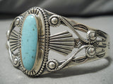 Stunning Vintage Native American Navajo Domed Turquoise Sterling Silver Bracelet Old-Nativo Arts