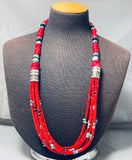 Authentic Singer Native American Navajo Coral Sterling Silver Turquoise Necklace-Nativo Arts