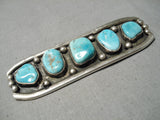 Native American Superior Vintage Morengo Sterling Silver Blue Gem Turquoise Pin-Nativo Arts