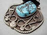 Impressive Vintage Native American Navajo Turquoise Sterling Silver Necklace Old-Nativo Arts