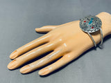 Love Of Bluejays Native American Navajo Turquoise Coral Sterling Silver Inlay Bracelet-Nativo Arts