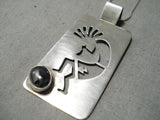 Rare!! Navajo Hematite Sterling Silver Kokopelli Necklace Native American-Nativo Arts