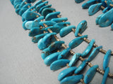 Superior Vintage Native American Navajo Turquoise Slab Multi Layer Heishi Necklace-Nativo Arts