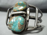 Chunky Vintage Native American Navajo Royston Turquoise Sterling Silver Bracelet Old-Nativo Arts
