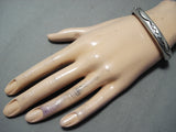 Authentic Heavy Vintage Native American Navajo Orville Tsinnie Sterling Silver Bracelet-Nativo Arts