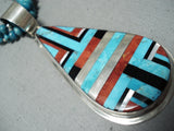 Important Santo Domingo Turquoise Sterling Silver Necklace Native American-Nativo Arts