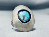 Superior Vintage Native American Navajo #8 Turquoise Mine Sterling Silver Ring-Nativo Arts