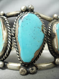Incredible Vintage Native American Navajo Blue Gem Turquoise Sterling Silver Bracelet-Nativo Arts