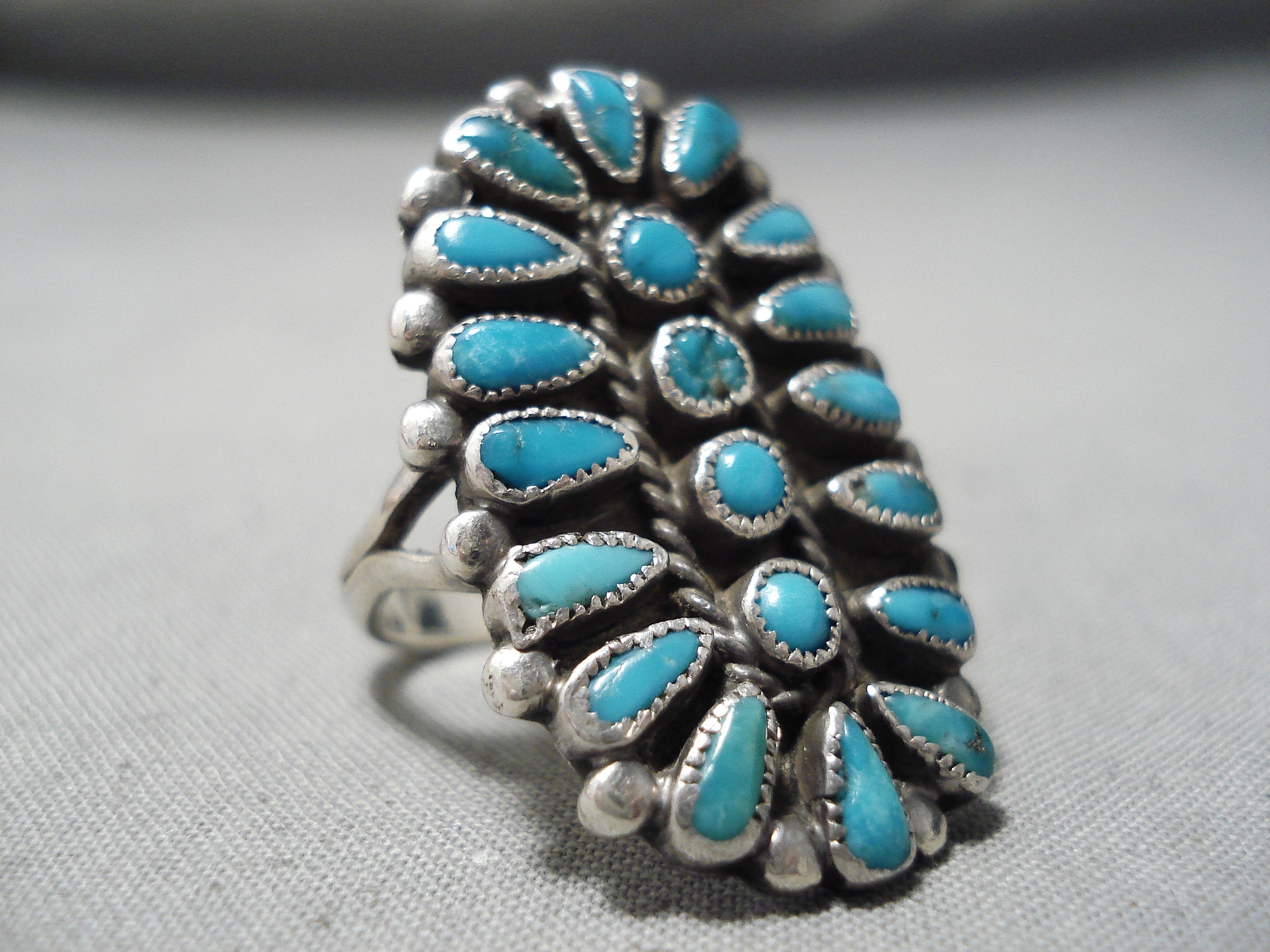 Statement Turquoise & hotsell Sterling Silver Huge Navajo Surfboard Ring Vintage size 7