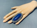 Important Biggest Vintage Native American Navajo Ben Begaye (d) Lapis Sterling Silver Ring-Nativo Arts