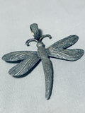 Native American One Of The Most Unique Vintage Navajo Dragonfly Sterling Silver Pendant-Nativo Arts