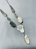 Awesome Vintage Native American Navajo 4 Black Onyx Sterling Silver Necklace-Nativo Arts