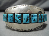 Rare Vintage Native American Navajo Wil Wauneka Sterling Silver Turquoise Bracelet Cuff-Nativo Arts