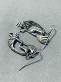 Unforgettable Vintage Native American Navajo Sterling Silver Kokopelli Earrings-Nativo Arts