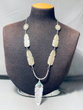 One Of The Best Vintage Native American Navajo Leaf Turquoise Sterling Silver Necklace-Nativo Arts