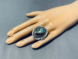 Amazing Vintage Native American Navajo #8 Turquoise Mine Sterling Silver Ring-Nativo Arts