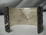 Native American Thick Heavy Hand Tooled Sterling Silver Cross Bracelet Cuff 112 Grams!-Nativo Arts