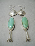 Huge Native American Navajo Royston Turquoise Sterling Silver Squash Earrings-Nativo Arts