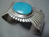 Phenomenal Vintage Native American Navajo Blue Gem Turquoise Sterling Silver Bracelet-Nativo Arts