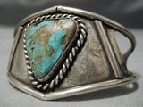 Rare Triangular Royson Turquoise Vintage Native American Navajo Sterling Silver Bracelet Old-Nativo Arts