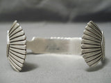 Thick And Heavy!! Vintage Native American Navajo Hand Tooled Sterling Silver Bracelet-Nativo Arts