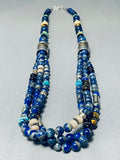 Native American Authentic Singer Rare Rounded Lapis Sterling Silver Necklace-Nativo Arts
