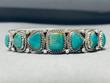 Rob Begay Native American Navajo Green Turquoise Sterling Silver Bracelet-Nativo Arts
