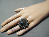 Unique Vintage Native American Navajo Bisbee Turquoise Sterling Silver Ring-Nativo Arts