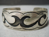 Amazing Vintage Native American Navajo Swirling Wave Sterling Silver Bracelet Old Cuff-Nativo Arts