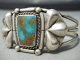 Green Bisbee Very Rare Vintage Native American Navajo Sterling Silver Repoussed Bracelet-Nativo Arts