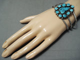 Gorgeous Vintage Native American Navajo Blue Diamond Turquoise Sterling Silver Bracelet-Nativo Arts