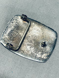 One Of The Most Detailed Vintage Native American Navajo Turquoise Sterling Silver Buckle-Nativo Arts