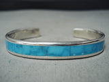 Superior Zuni Kingman Turquoise Sterling Silver Bracelet Native American-Nativo Arts