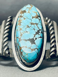 One Of The Best Vintage Native American Navajo #8 Turquoise Sterling Silver Bracelet-Nativo Arts